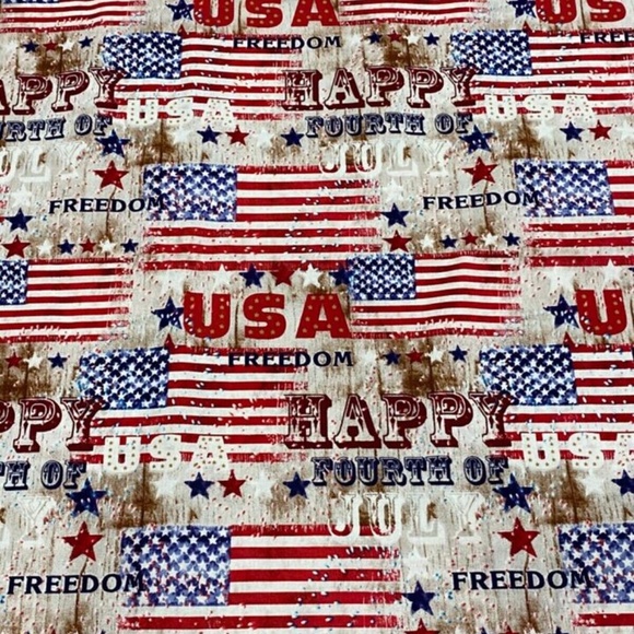 3.67 YD Patriotic Fabric Red White Blue Happy Fourth July Freedom Cotton Flag - Picture 6 of 7